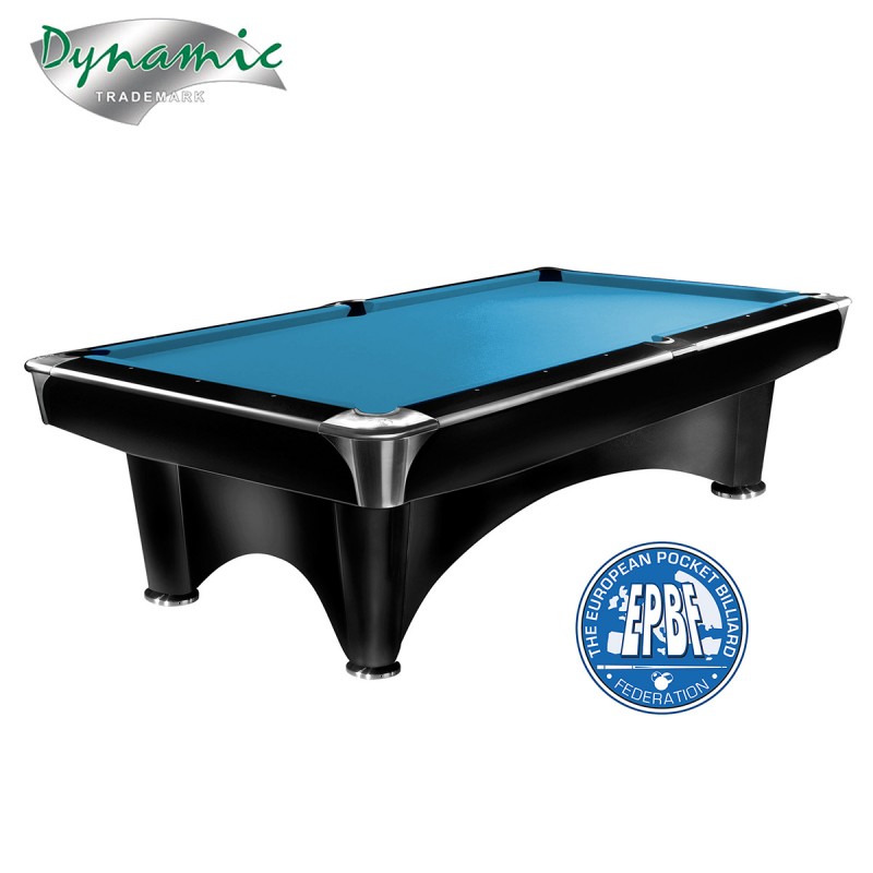 Mesa Billar Dynamic III Negra con Paño color Tournament Blue
